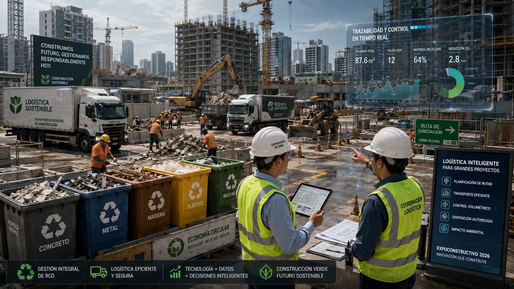 Soluciones logísticas para grandes proyectos constructivos: cómo optimizar el retiro y transporte de residuos